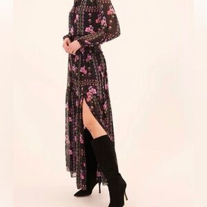NEW MISA LOS ANGELES Polly chiffon floral maxi  skirt $330 side slit size small